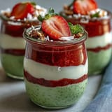 Strawberry Matcha Layered Chia