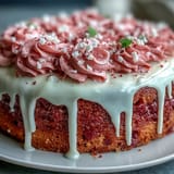 Beautiful pink rosé velvet cake adorned with a luxurious edible gold drip.