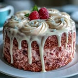 Bridal Shower Rosé Velvet Cake: Moist, pink-hued layers topped with luscious cream cheese frosting.