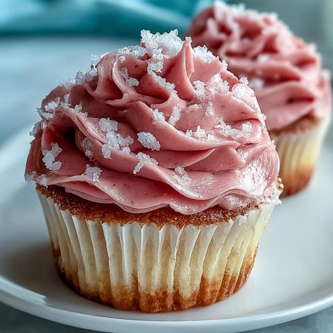 A single Pink Velvet Cupcake with a fluffy vanilla buttercream swirl, placed on a marble countertop beside a glass of milk.