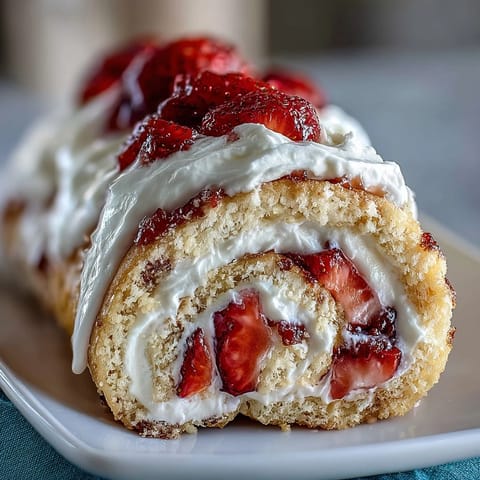 Golden crepes wrap airy sponge cake and fresh strawberries in these elegant dessert sushi pinwheels.