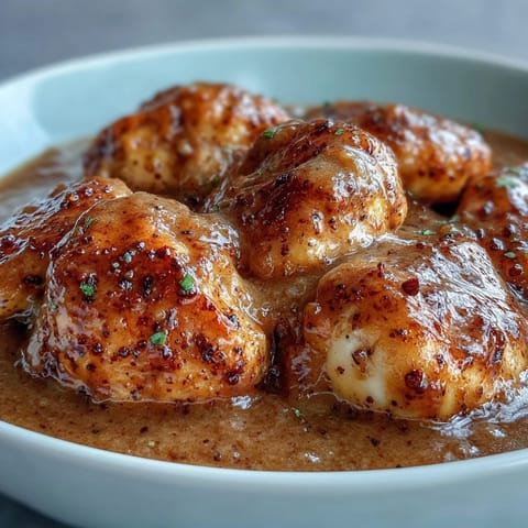 Slow Cooker Honey Mustard Chicken served over fluffy white rice with a generous drizzle of sweet and tangy sauce.