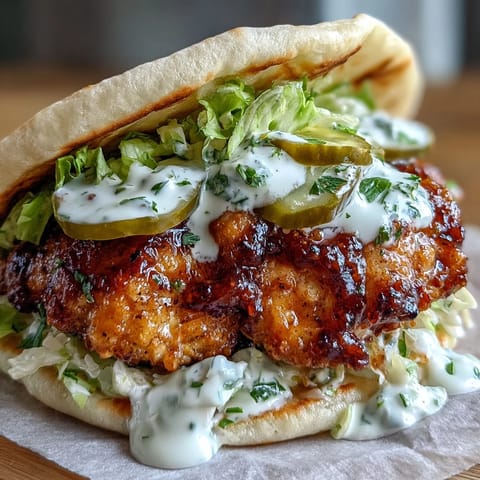 Smashed ranch-seasoned chicken patties tucked into warm tortillas alongside crunchy dill pickles, red onions, and a generous drizzle of creamy green sauce.