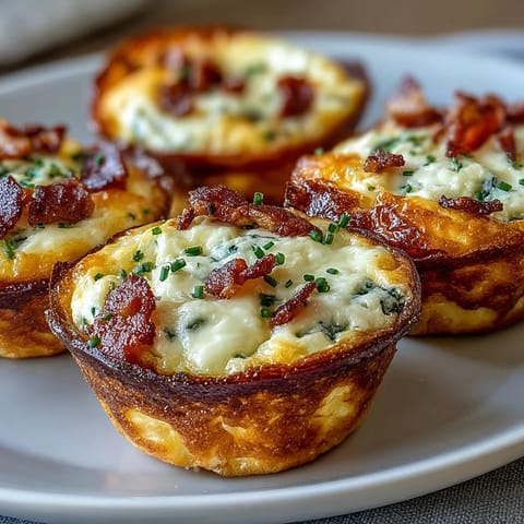 Golden-brown Ranch & Cheddar Egg Muffin Cups just out of the oven, topped with melted sharp cheddar and fresh chives on a rustic wooden board.