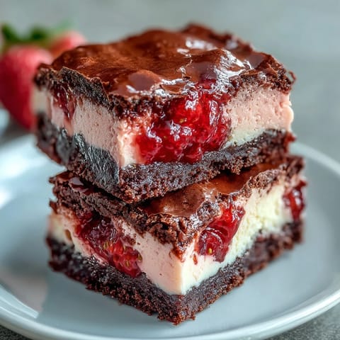 Valentine Strawberry Cheesecake Brownies