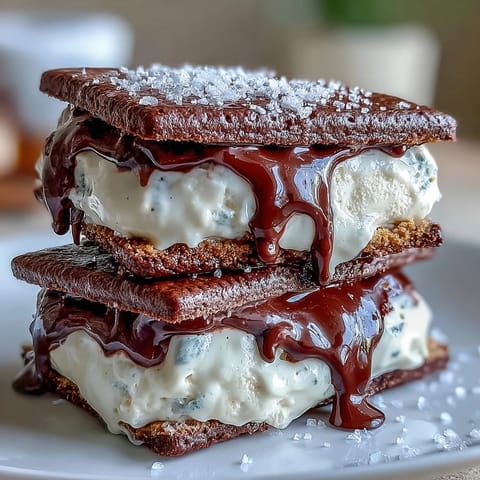Vanilla Bean Frappuccino Ice Cream Sandwiches with creamy vanilla ice cream between rich coffee cookies.