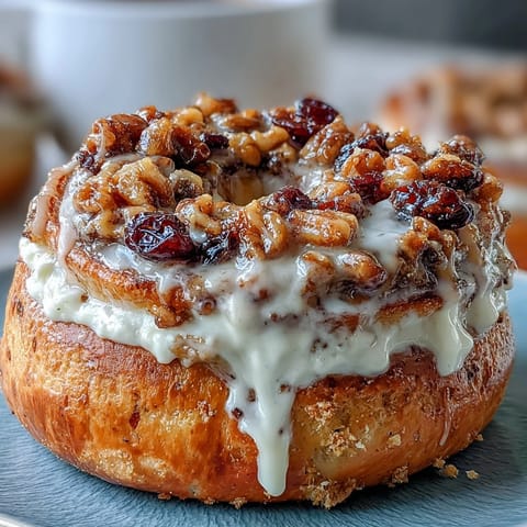 Warm cinnamon and sweet raisins shine in these chewy protein bagels, finished with a tangy Greek yogurt drizzle.  
