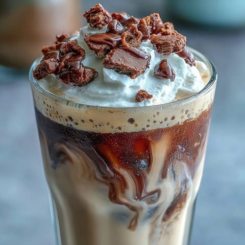 Creamy cookies-and-cream cold brew coffee with chocolate sandwich cookies blended into rich, smooth coffee.