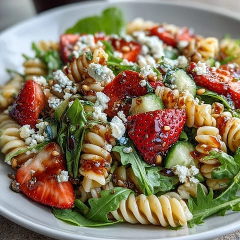 Spring Pasta Strawberries Feta Arugula