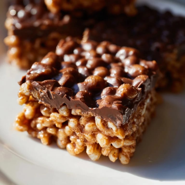 Classic, gooey Rice Krispie Treats made with melted marshmallows, a childhood favorite snack.