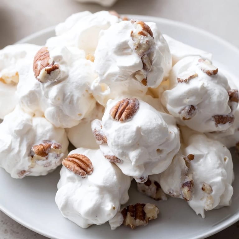 Sweet and nutty divinity displayed on parchment paper, a classic American dessert.