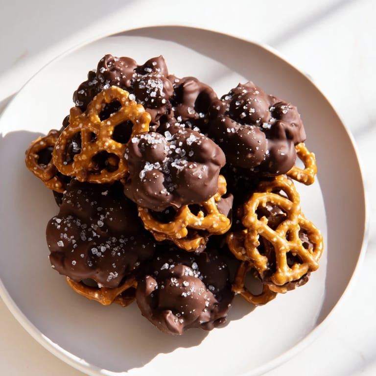 Deliciously decadent pretzel candy clusters: a perfect combination with crunchy pretzels and melted chocolate.