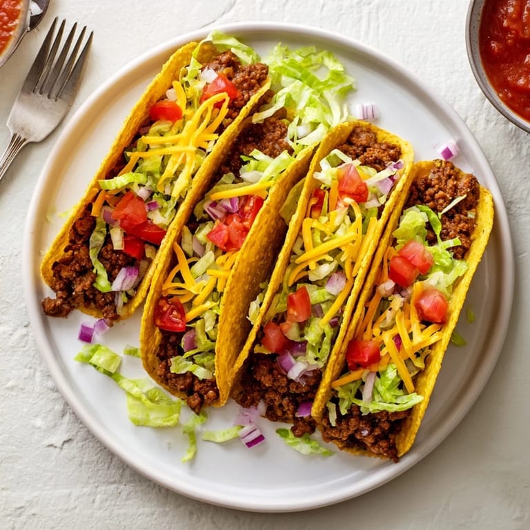 Warm oven-baked American-Style Tacos served on a plate, ready for a family dinner.