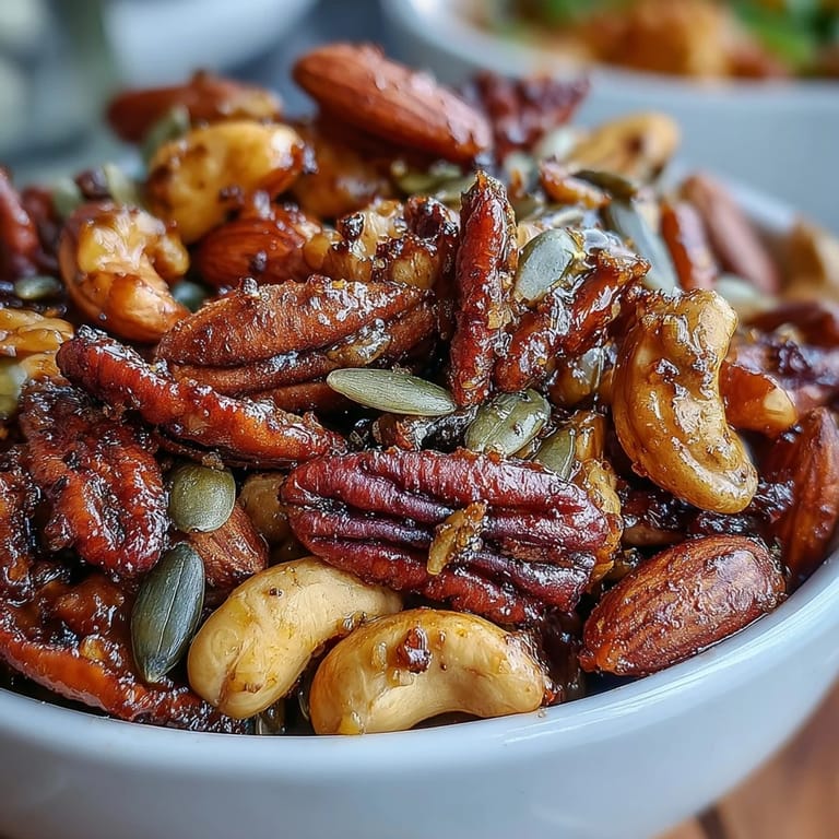 Warm, earthy spiced nuts and seeds cluster, perfect for an afternoon boost.