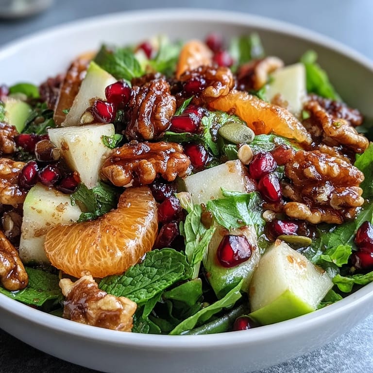 Refreshing pomegranate and walnut salad, a beautiful medley of winter flavors.