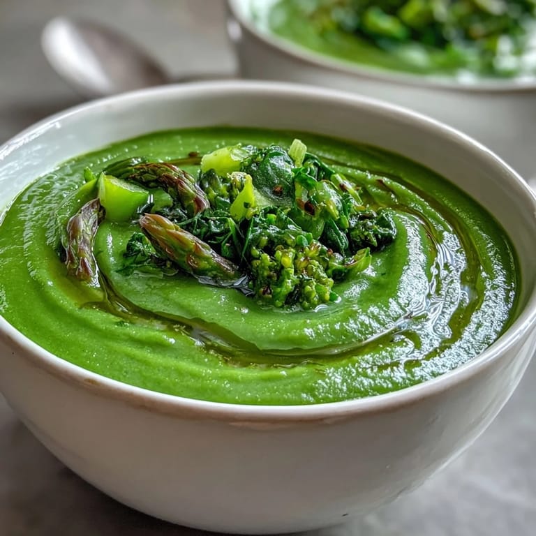 Vibrant bowl of Big Green Immunity-Boosting Vegetable Soup served with crusty bread for a nutritious lunch.