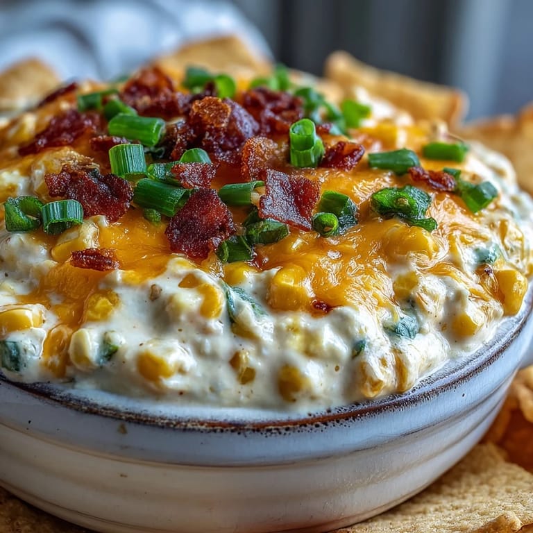 Colorful Crack Corn Dip garnished with fresh green onions, ready for a party appetizer spread.