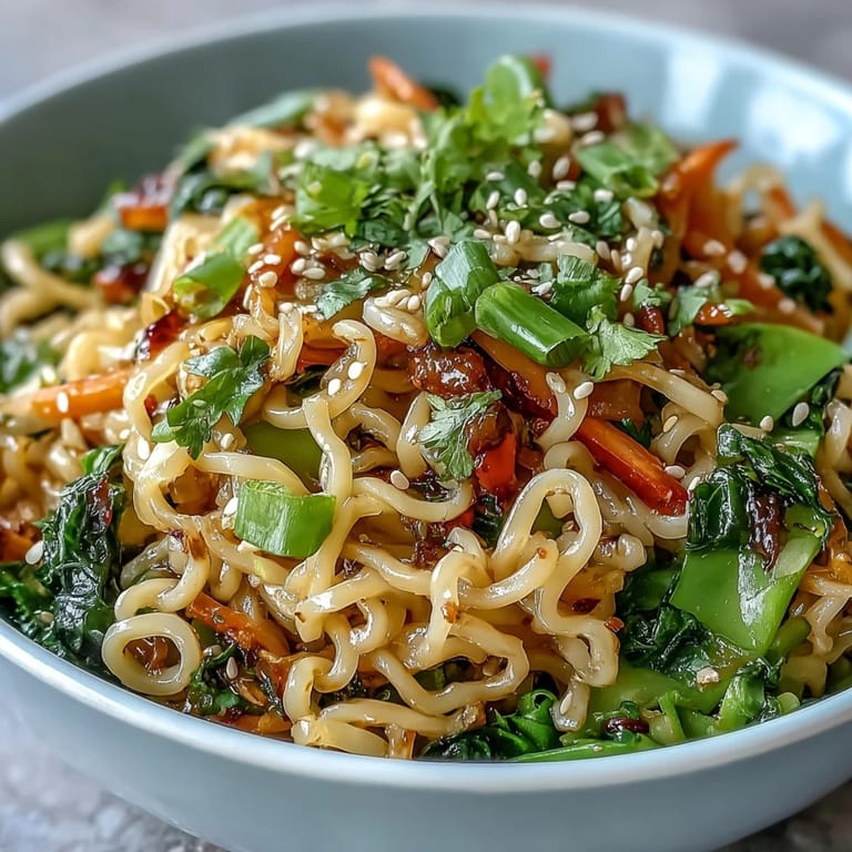 Healthy vegan shirataki noodle bowl garnished with green onions and cilantro, served steaming in a white ceramic bowl.