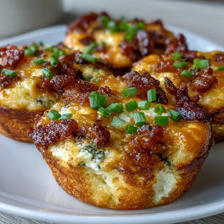 Freshly baked Ranch & Cheddar Egg Muffin Cups featuring fluffy eggs, sharp cheddar, and green onions on a cooling rack.