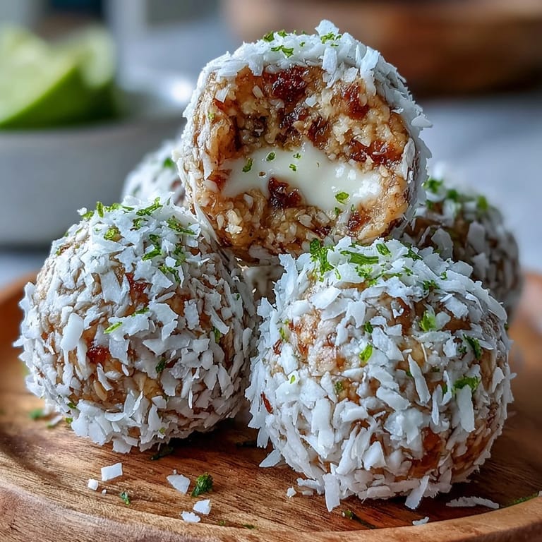 No-bake vegan coconut lime energy balls bursting with zesty citrus and creamy cashews, perfect for healthy snacking.