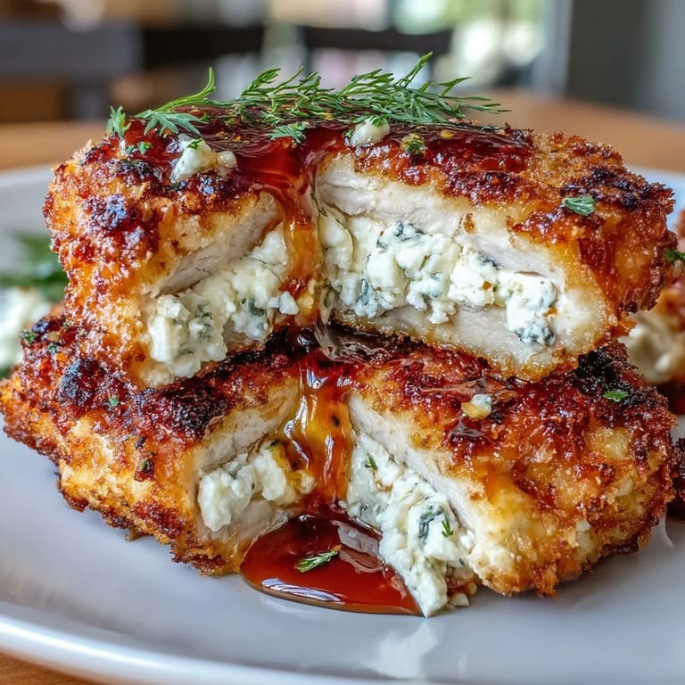Pan-fried chicken cutlets topped with feta cheese and hot honey for bold flavor.  