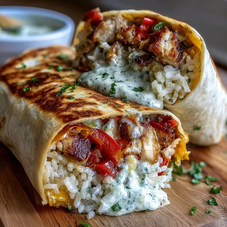 Golden-brown Chicken Bell Pepper Ranch Burritos filled with seasoned chicken, crisp peppers, and gooey cheese, served with fresh cilantro garnish.  