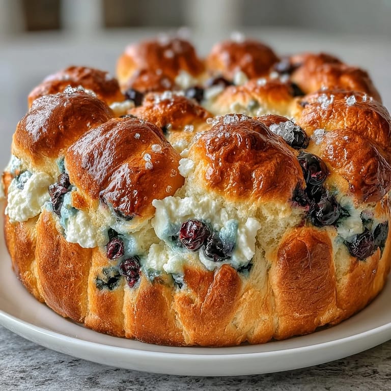 Low-carb Fluffy Cottage Cheese Blueberry Cloud Bread, golden and delicate, perfect for a healthy breakfast or snack.