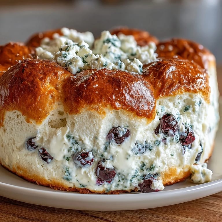 High-protein Fluffy Cottage Cheese Blueberry Cloud Bread, naturally sweet and gluten-free, topped with fresh blueberries for a nutritious treat.
