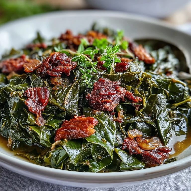 Rich, hearty collard greens cooked with smoked turkey, onions, and spices for a flavorful, soul-warming Southern recipe.