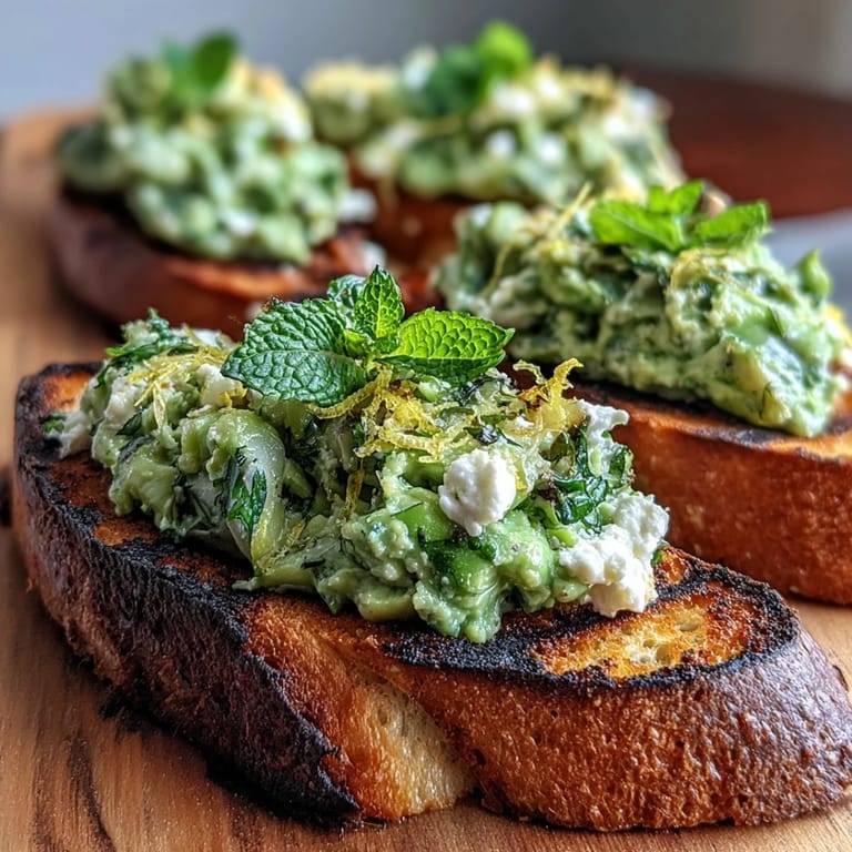 Enjoy easy Fava Bean and Mint Bruschetta, a colorful Italian-inspired bite.