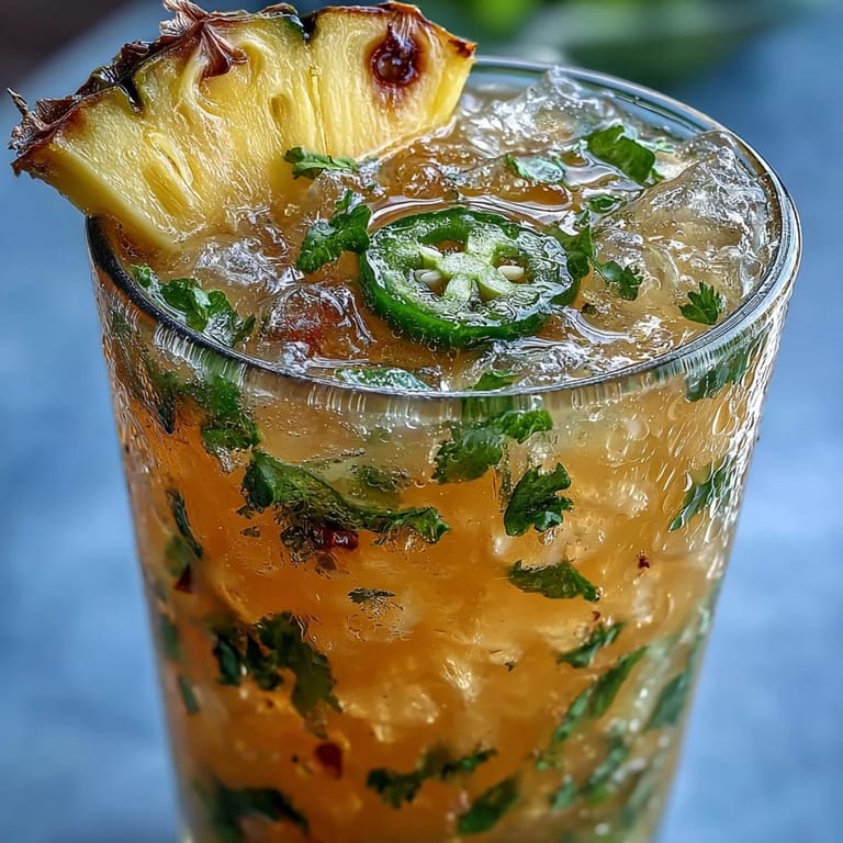Refreshing Pineapple Jalapeño Agua Fresca bubbling with ice, perfect for a cool summer sip.