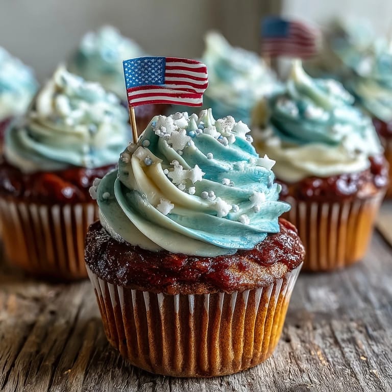 Delicious Star-Spangled Banner Cupcakes ready for your patriotic party table.