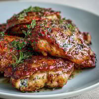 Sheet Pan Herb Chicken with Root Veggies sizzling on a sheet pan, golden chicken thighs nestled among roasted carrots, parsnips, and sweet potatoes.