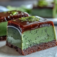 Yokan layered with vibrant matcha green tea jelly, a beautiful Japanese dessert.